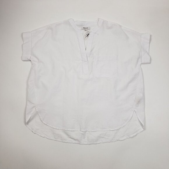 Madewell Lakeline Popover Shirttail Top Women's Size XS Eyelet White Summer Top - Picture 11 of 16